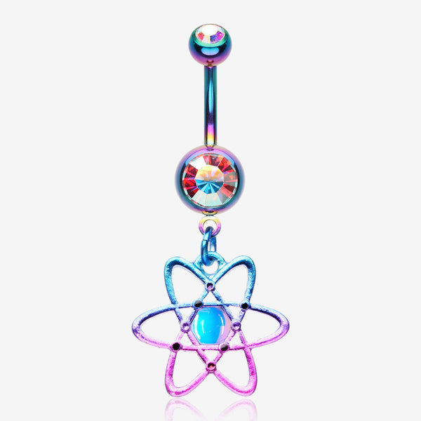 Colorline Atomic Orbital Iridescent Sparkle Belly Button Ring-Rainbow/Aurora Borealis