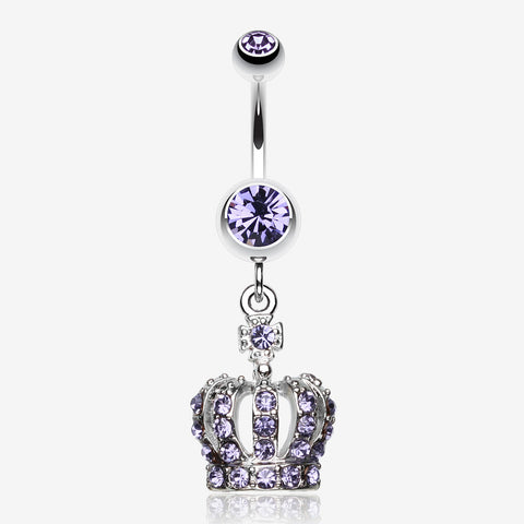 Dazzling Royal Crown Belly Ring-Tanzanite