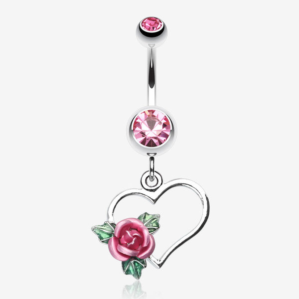 Heart Rose Belly Ring-Light Pink