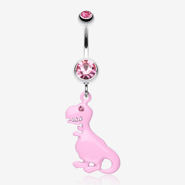 Vibrant Dinosaur Belly Ring-Light Pink