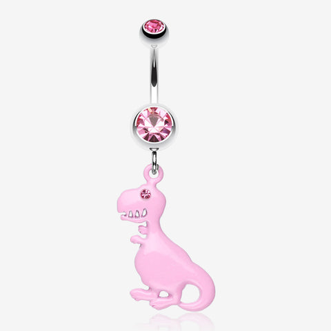 Vibrant Dinosaur Belly Ring-Light Pink