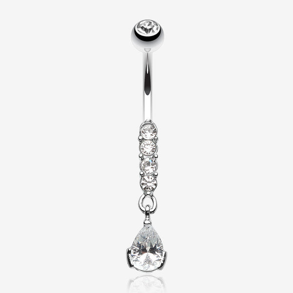 Sparkly Gem Droplet Belly Ring-Clear Gem