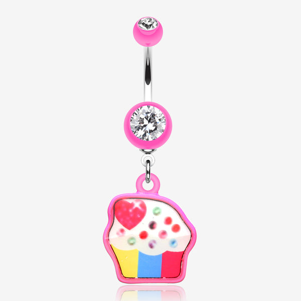 Sweet Tooth Cupcake Belly Button Ring-Pink