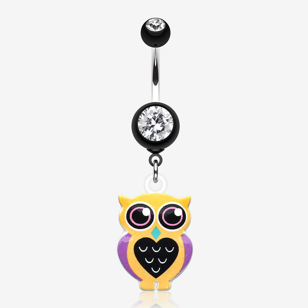 Owl Love Belly Button Ring-Black