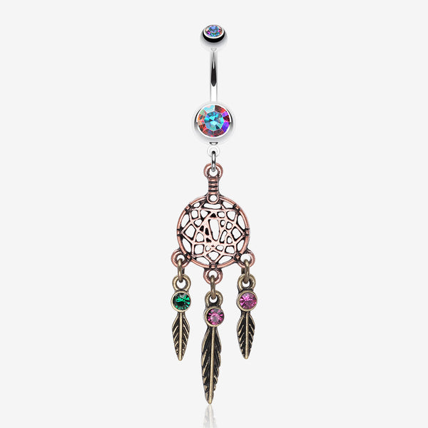 Majestic Elegance Dream Catcher Belly Ring-Aurora Borealis