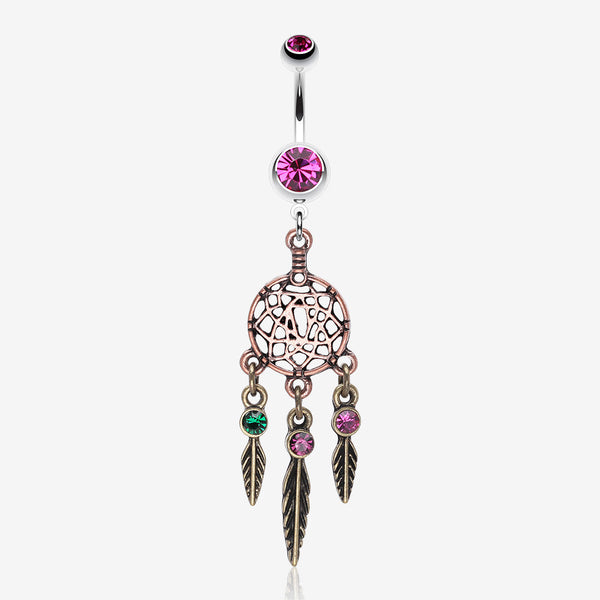 Majestic Elegance Dream Catcher Belly Ring-Fuchsia