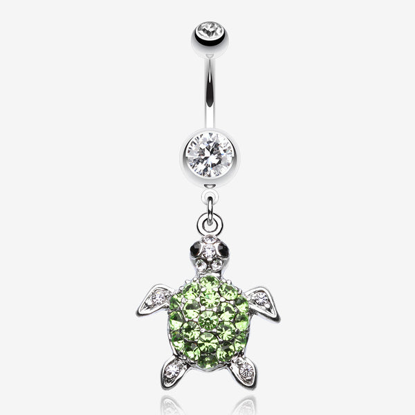 Under the Sea Turtle Belly Button Ring-Clear Gem