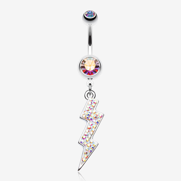 Lightning Bolt Radiance Belly Button Ring-Aurora Borealis