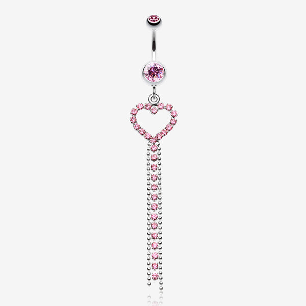 Luxuriant Heart Belly Button Ring-Light Pink