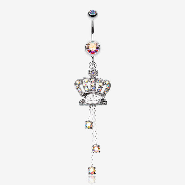 Royal Crown Sparkle Belly Ring-Aurora Borealis