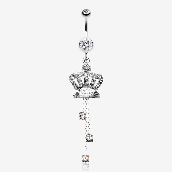 Royal Crown Sparkle Belly Ring-Clear Gem