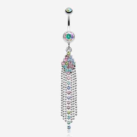 Sparkle Showers Belly Button Ring-Rainbow