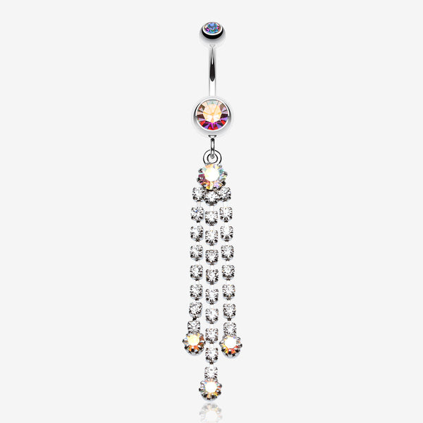 Cascading Sparkle Belly Button Ring-Aurora Borealis