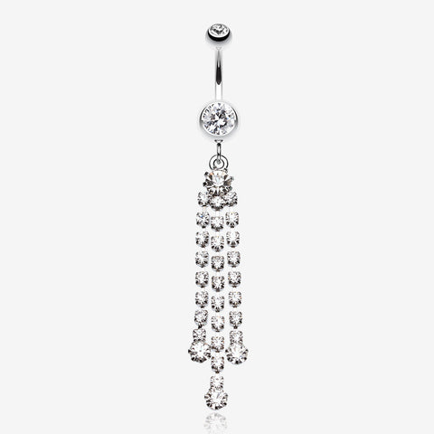 Cascading Sparkle Belly Button Ring-Clear Gem