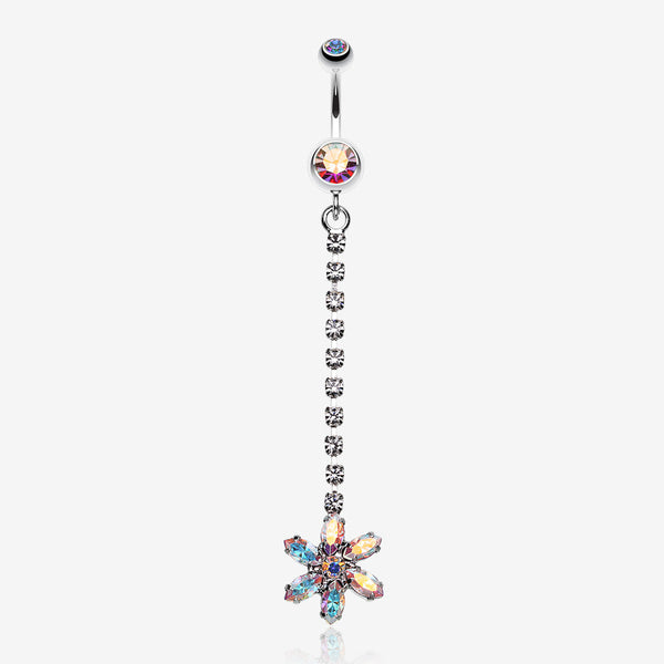 Flower Journey Gem Sparkle Belly Ring-Aurora Borealis