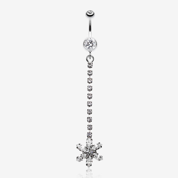 Flower Journey Gem Sparkle Belly Ring-Clear Gem