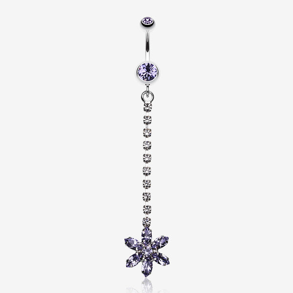 Flower Journey Gem Sparkle Belly Ring-Tanzanite