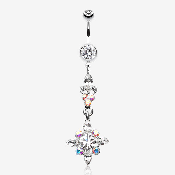 Dangling Shine Drops Belly Button Ring-Clear Gem