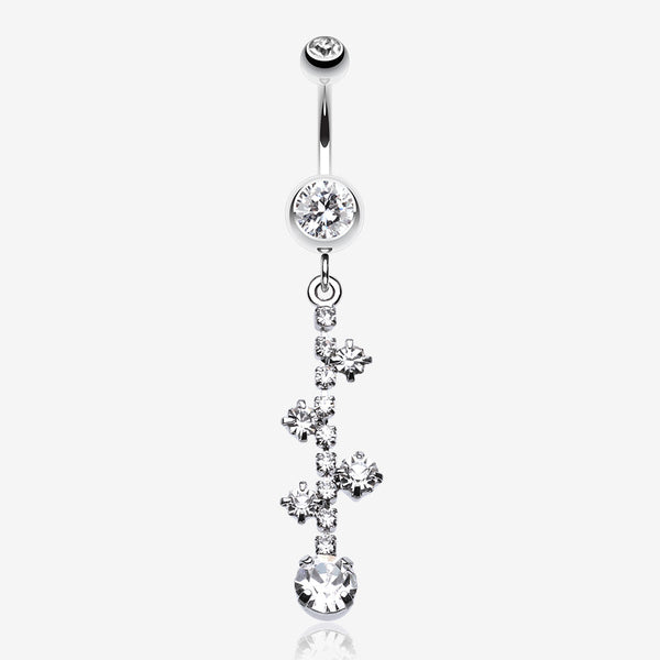 Sparkle Drops Belly Button Ring-Clear Gem