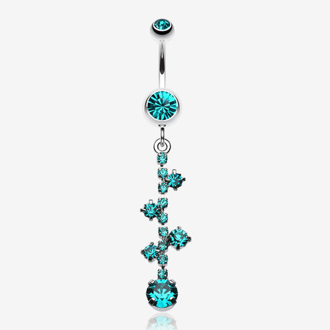 Sparkle Drops Belly Button Ring-Teal