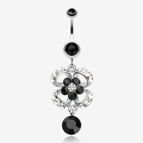 Flower Aura Belly Button Ring-Black