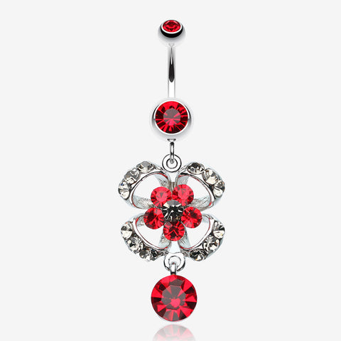 Flower Aura Belly Button Ring-Red