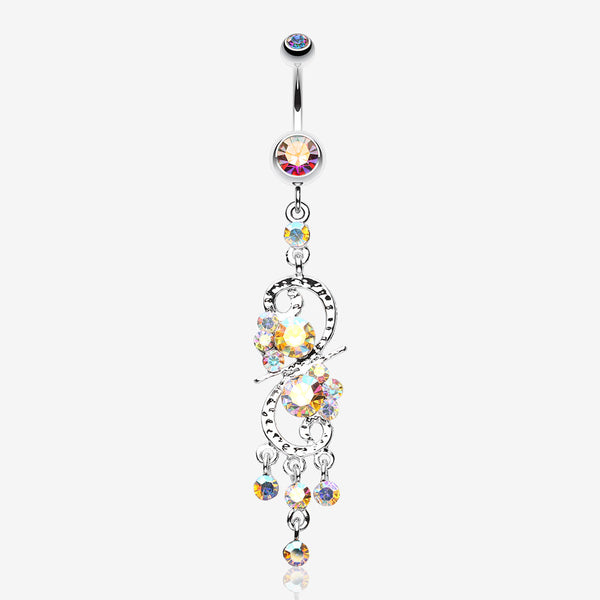 Glistening Chandelier Belly Button Ring-Aurora Borealis