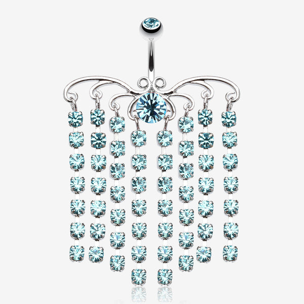 Sparkling Curtain Chandelier Belly Ring-Aqua