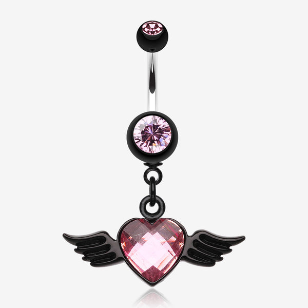 Dark Love Angel Belly Button Ring-Pink