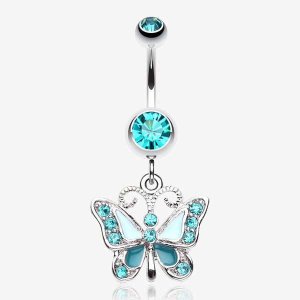 Butterfly Delight Belly Button Ring-Teal