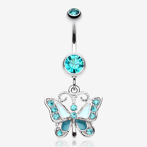 Butterfly Delight Belly Button Ring-Teal