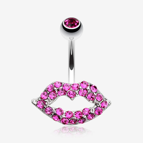 Glamour Sexy Lips Belly Button Ring-Fuchsia