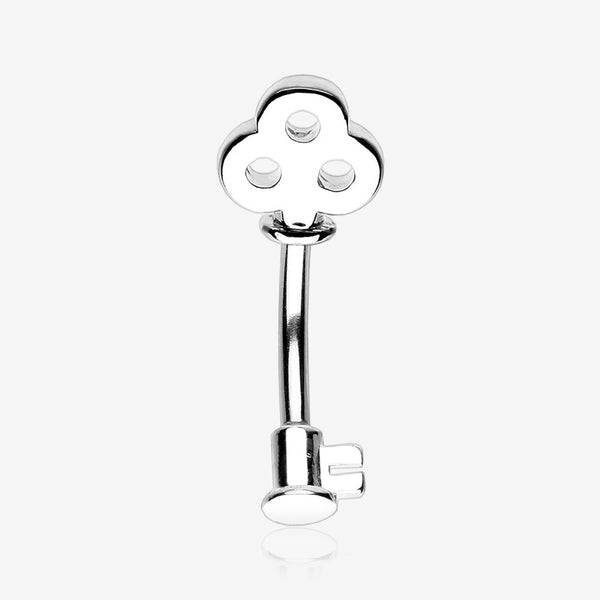 Dainty Princess Key Belly Button Ring-Steel