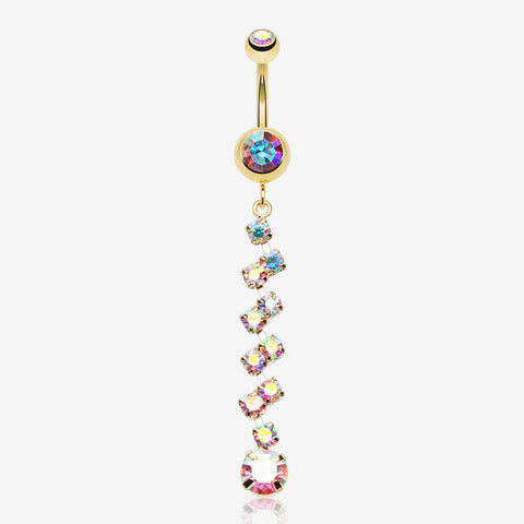 Golden Journey Tier Sparkle Belly Button Ring-Aurora Borealis