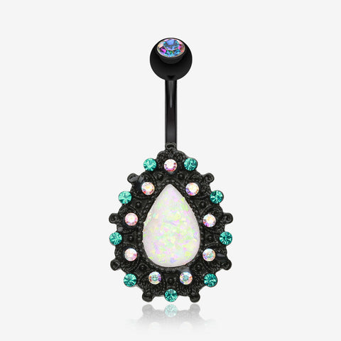 Colorline Eirene Opal Belly Button Ring-Black/Aurora Borealis