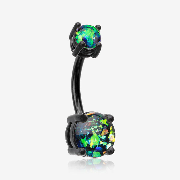 Colorline Opal Sparkle Prong Set Belly Button Ring-Black