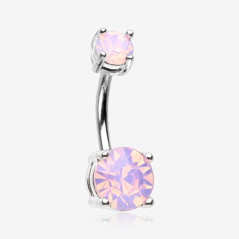 Opalite Sparkle Prong Set Belly Button Ring-Rose Water Opal