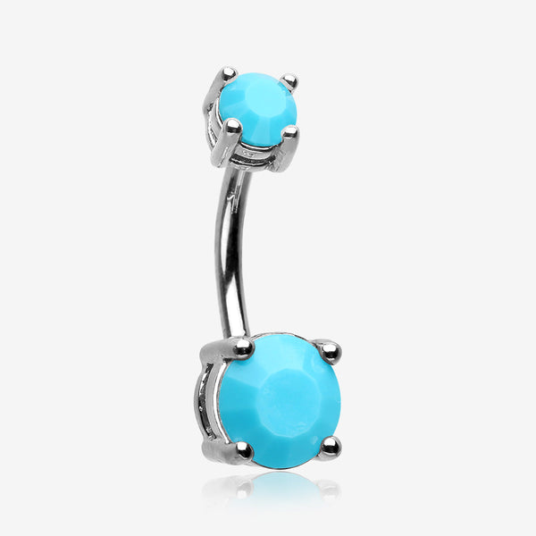 Turquoise Shine Prong Set Belly Button Ring-Turquoise