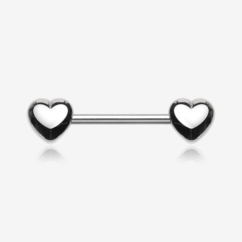 A Pair of Classic Fluffy Heart Steel Nipple Barbell