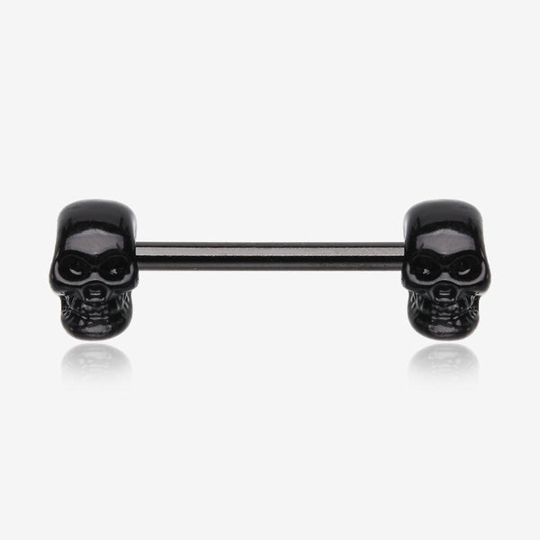 A Pair of Blackline Apocalyptic Skull Nipple Barbell Ring-Black