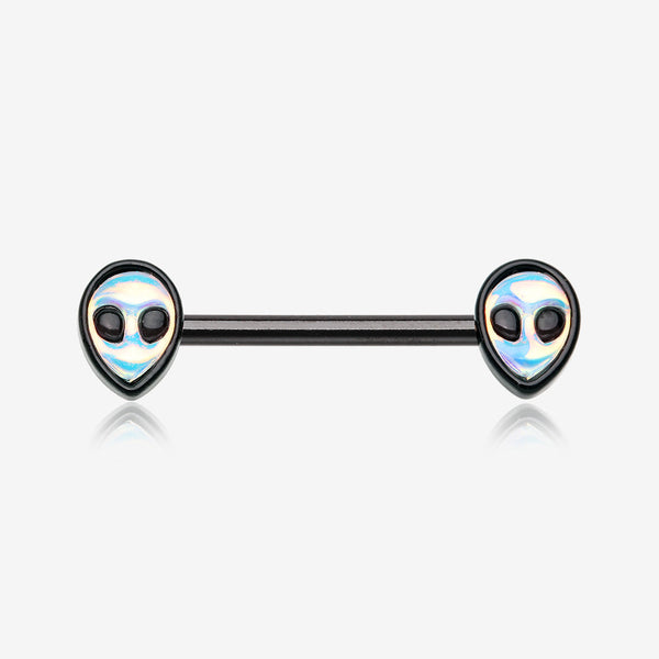 A Pair of Blackline Iridescent Revo Alien Nipple Barbell-Black