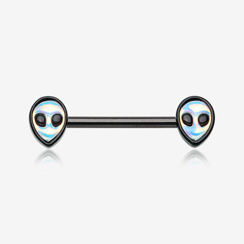 A Pair of Blackline Iridescent Revo Alien Nipple Barbell-Black