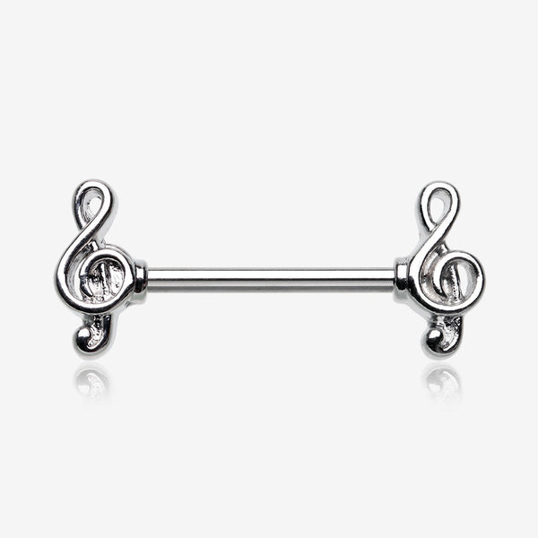 A Pair of Classic Treble Clef Music Note Nipple Barbell