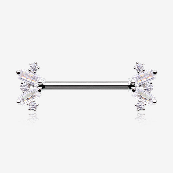 A Pair of Sparkle Overload ZigZag Nipple Barbell-Clear Gem