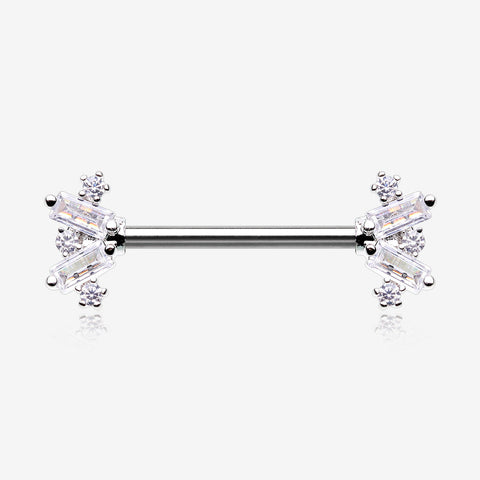 A Pair of Sparkle Overload ZigZag Nipple Barbell-Clear Gem