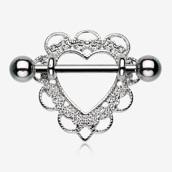 Heart Filigree Nipple Shield Ring-Steel