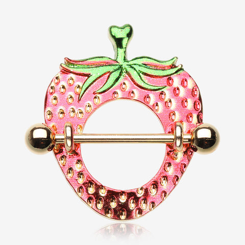 Golden Strawberry Nipple Shield Ring-Red