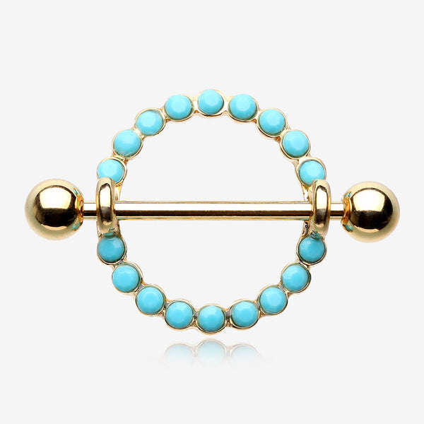 Golden Aureole Turquoise Nipple Shield Ring-Turquoise