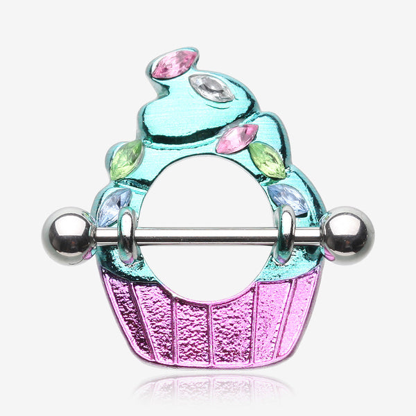 Cupcake Delight Sparkle Sprinkles Nipple Shield Ring-Teal