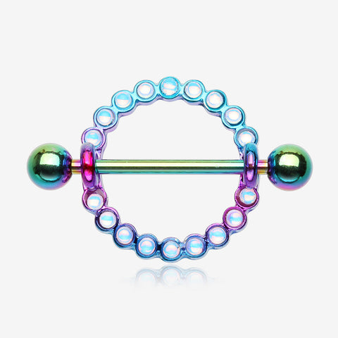 A Pair of Colorline Iridescent Sparkle Karma Circle Nipple Shield-Rainbow